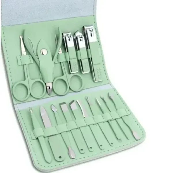 16 Pcs Stainless Steel PU Grooming Kits Manicure Set Pedicure Care Tools Professional Nail Clippers Kit Manicure Pedicure Set